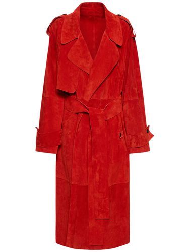 Lvr Exclusive Suede Belted Trench Coat - FERRAGAMO - Modalova