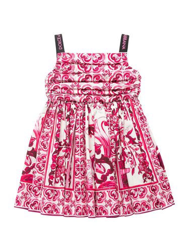 Vestido Midi De Popelina Con Estampado - DOLCE & GABBANA - Modalova