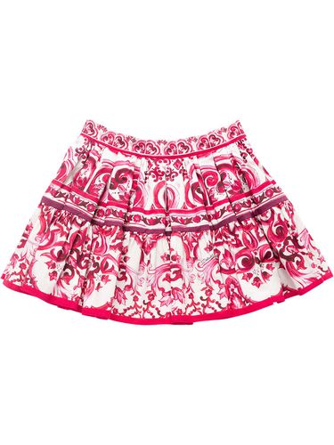 Minifalda De Popelina De Algodón Estampada - DOLCE & GABBANA - Modalova