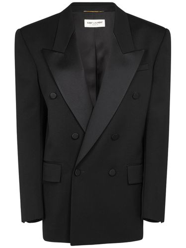 Double Breast Wool Tuxedo Jacket - SAINT LAURENT - Modalova