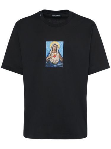 Cotton Jersey T-shirt W/ Crystals - DOLCE & GABBANA - Modalova