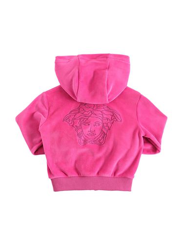 Sudadera De Terciopelo Con Logo Y Capucha - VERSACE - Modalova