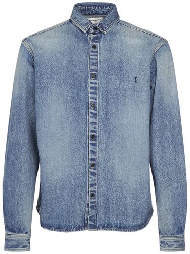 Camicia Relaxed Fit In Denim Di Cotone - SAINT LAURENT - Modalova