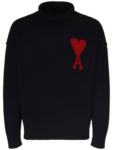 Rollkragenpullover Aus Wolle Mit Logo - AMI PARIS - Modalova