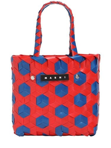 Bolso Cesta Tejido Color Block Con Logo - MARNI JUNIOR - Modalova