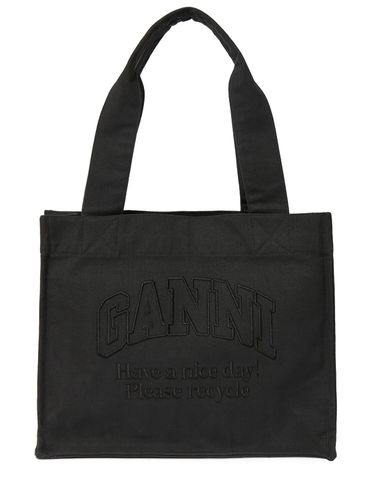 Large Easy Recycled Cotton Tote Bag - GANNI - Modalova