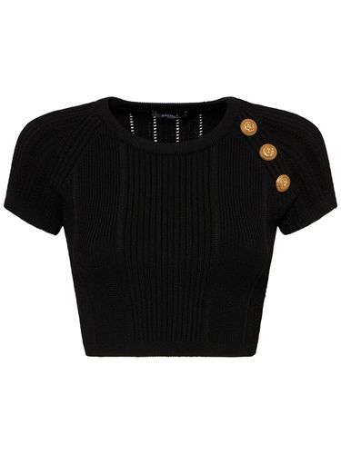 Embellished Knit Crop Top - BALMAIN - Modalova