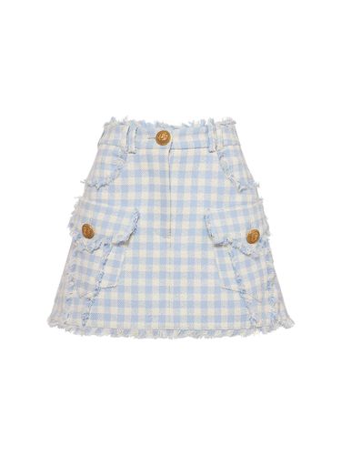 Trapeze Gingham Tweed Mini Skirt - BALMAIN - Modalova