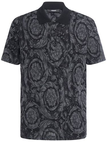 Barocco Cotton Piqué Polo - VERSACE - Modalova