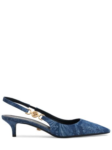 Mm Hohe Pumps Aus Denim - VERSACE - Modalova