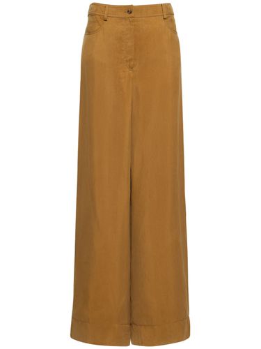 High Rise Washed Twill Wide Pants - ALBERTA FERRETTI - Modalova