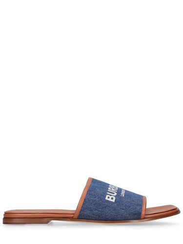 Mm Carolyn Denim Flats Sandals - BURBERRY - Modalova