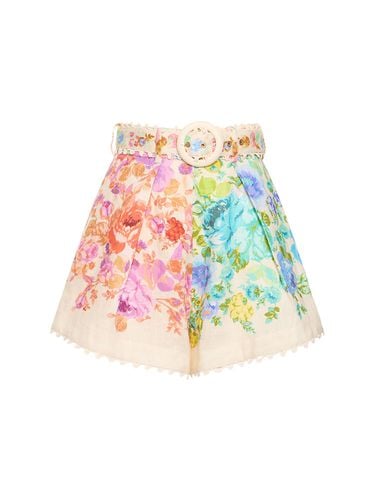 Shorts De Lino Estampado - ZIMMERMANN - Modalova