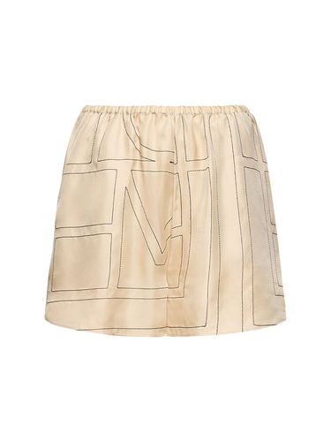 Monogram Embroidered Silk Pajama Shorts - TOTEME - Modalova