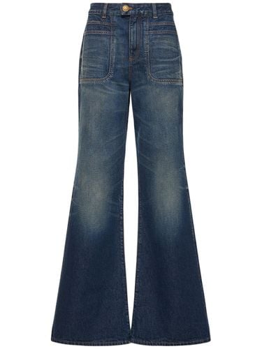 High Rise Flared Denim Jeans - BALMAIN - Modalova