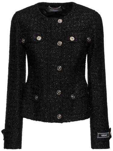 Kragenlose Tweedjacke Mit Lurex - VERSACE - Modalova