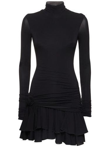 Jersey Turtleneck Draped Mini Dress - BLUMARINE - Modalova