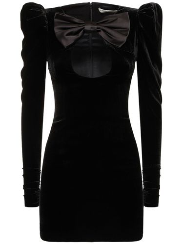 Velvet Mini Dress W/ Duchesse Bow - ALESSANDRA RICH - Modalova