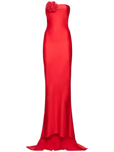 Shiny Jersey Strapless Long Dress - GIUSEPPE DI MORABITO - Modalova