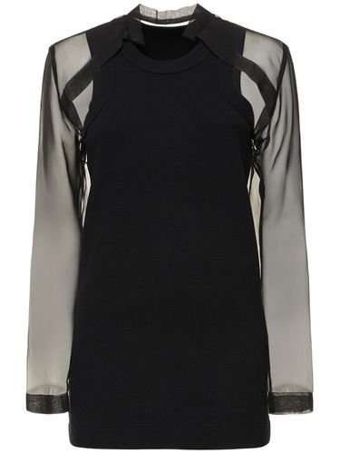 Top Aus Geripptem Baumwolljersey Und Chiffon - SACAI - Modalova