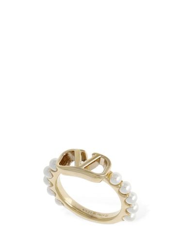 V Logo Signature Faux Pearl Ring - VALENTINO GARAVANI - Modalova