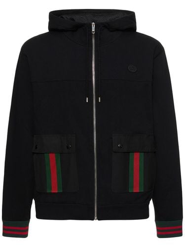 Sudadera De Algodón Con Cremallera Y Tribanda - GUCCI - Modalova