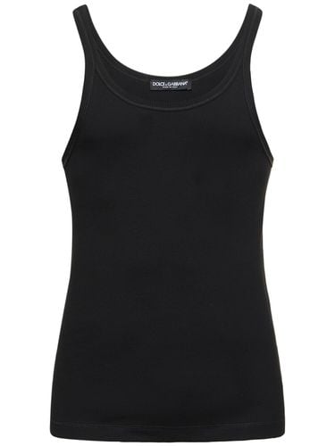 Camiseta De Jersey De Algodón Acanalado - DOLCE & GABBANA - Modalova