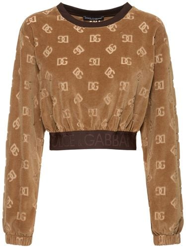 Felpa Cropped In Ciniglia Monogram - DOLCE & GABBANA - Modalova