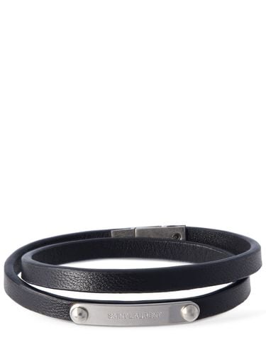 Brazalete De Piel Con Doble Vuelta - SAINT LAURENT - Modalova