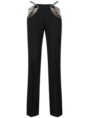 Pantalones Rectos De Lana Con Cadena - STELLA MCCARTNEY - Modalova