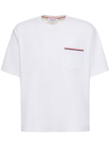 T-shirt Aus Baumwolljersey Mit Streifenborte - THOM BROWNE - Modalova