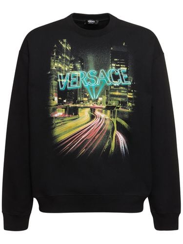 Lights Printed Cotton Sweatshirt - VERSACE - Modalova