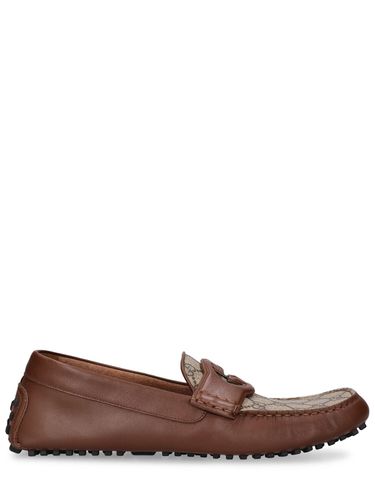 Loafer Aus Leder Und Gg-baumwollmischung - GUCCI - Modalova