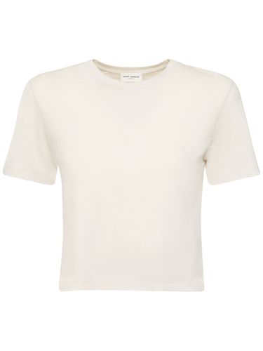 Slim Cotton Cropped T-shirt - SAINT LAURENT - Modalova