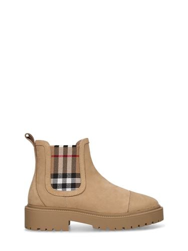 Chelseastiefel Aus Leder Mit Karos - BURBERRY - Modalova