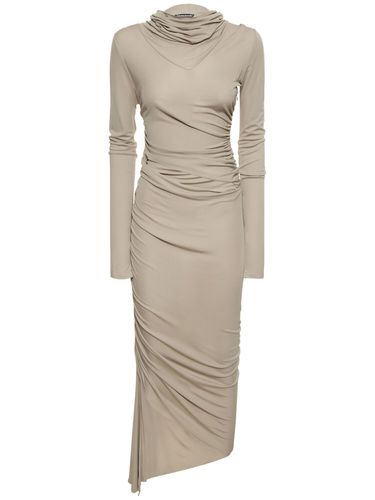 Draped Jersey Asymmetric Midi Dress - ANDREADAMO - Modalova