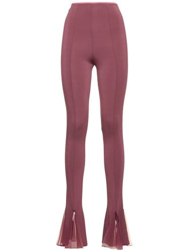 Draped High Rise Jersey Pants W/ Tulle - NENSI DOJAKA - Modalova