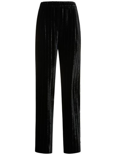 Pinstripe Velvet Straight Pants - GIORGIO ARMANI - Modalova