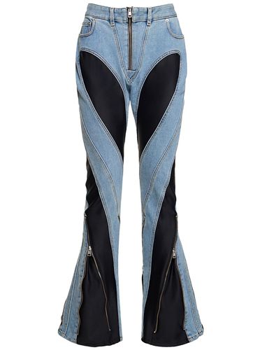 Enge Jeans Aus Denim Und Jersey Mit Reißverschluss - MUGLER - Modalova