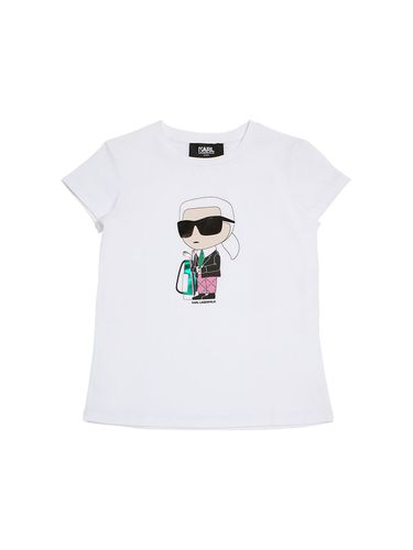 Camiseta De Jersey De Algodón Estampada - KARL LAGERFELD - Modalova