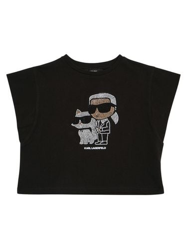 Camiseta De Jersey De Algodón Con Decoraciones - KARL LAGERFELD - Modalova