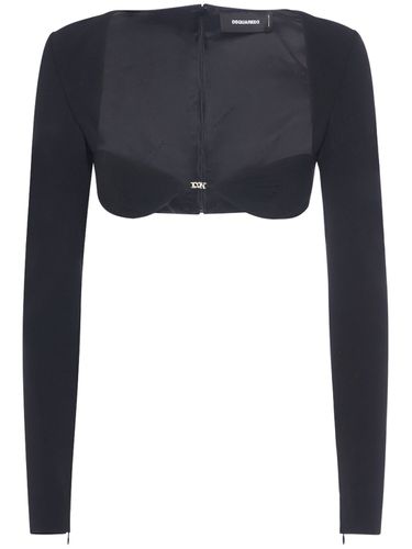 Crepe Cady Long Sleeved Bra Top - DSQUARED2 - Modalova