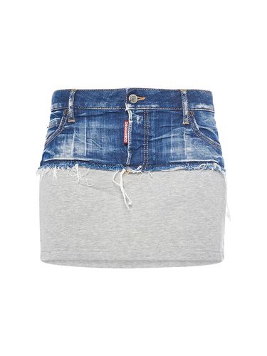 Tief Sitzender Minirock Aus Denim Und Jersey - DSQUARED2 - Modalova