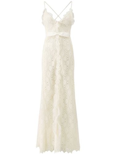 Macramé Ruched Maxi Dress W/ Bow - GIAMBATTISTA VALLI - Modalova