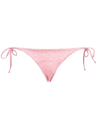 Slip Bikini In Lycra Con Stampa Barocco - VERSACE - Modalova