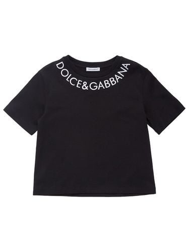 Camiseta De Jersey De Algodón Bordada - DOLCE & GABBANA - Modalova