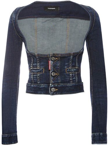 Giacca Corsetto Cropped In Denim - DSQUARED2 - Modalova