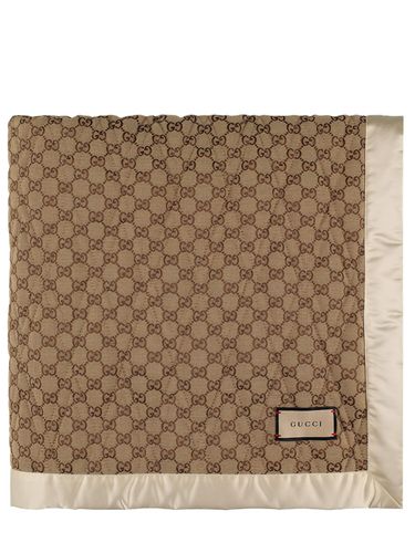 Gg Jumbo Quilted Cotton Blend Blanket - GUCCI - Modalova