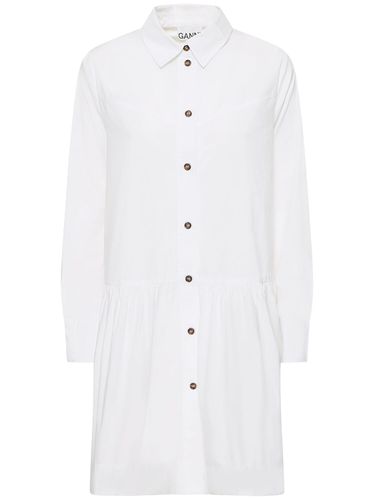 Cotton Poplin Mini Shirt Dress - GANNI - Modalova