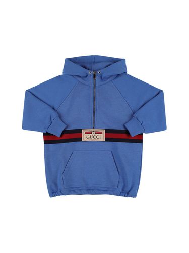 Sudadera De Algodón Con Tribanda Y Capucha - GUCCI - Modalova